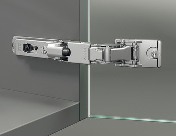 Nábytkový závěs, Häfele Metalla 510 A/SM 110°, plně naložená montáž, pro skleněné a zrcadlové dveře
