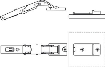 Nábytkový závěs, Häfele Metalla 510 A/SM 110°/push 110°, plně naložená montáž, pro speciální materiály