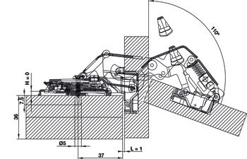 Nábytkový závěs, Häfele Metalla 510 A/SM 155°, plně naložená montáž