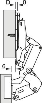 Nábytkový závěs, Häfele Metalla 510 A/SM 155°, plně naložená montáž
