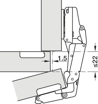Nábytkový závěs, Häfele Metalla 510 A/SM 155°, plně naložená montáž
