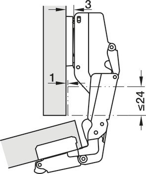 Nábytkový závěs, Häfele Metalla 510 A/SM 165°, polonaložená montáž/oboustranná montáž