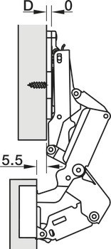 Nábytkový závěs, Häfele Metalla 510 A/SM 165°, polonaložená montáž/oboustranná montáž