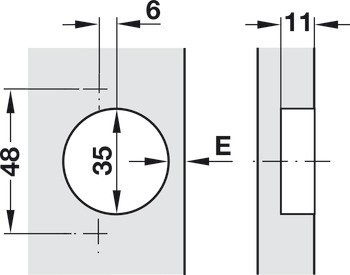 Nábytkový závěs, Häfele Metalla 510 Push A/SM 165°, polonaložená montáž/oboustranná montáž