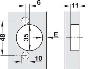 Nábytkový závěs, Häfele Metalla 510 push A/SM 165°, polonaložená montáž/oboustranná montáž
