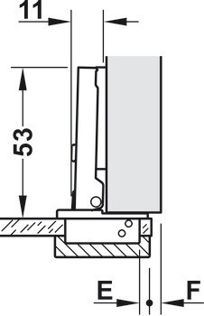 Nábytkový závěs, Häfele Metalla Mini A 95° pro skleněné dveře, plně naložená montáž