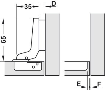 Nábytkový závěs, Häfele Metalla SM Combi 110°, vložená montáž