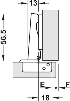 Nábytkový závěs, Häfele Metallamat A/SM 110°, plně naložená montáž