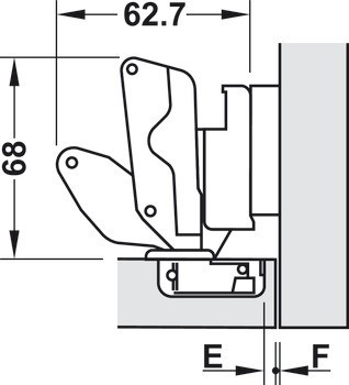 Nábytkový závěs, Häfele Metallamat A/SM 175°, polonaložená montáž/oboustranná montáž