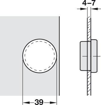 Nábytkový závěs, Häfele Metallamat A/SM 92°, polonaložená montáž/oboustranná montáž