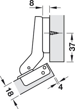 Nábytkový závěs, Häfele Metallamat A/SM 92°, pro 30° rohové aplikace