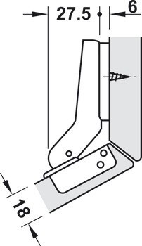 Nábytkový závěs, Häfele Metallamat A/SM 92°, pro 30° rohové aplikace