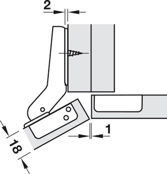 Nábytkový závěs, Häfele Metallamat A/SM 92°, pro 30° rohové aplikace
