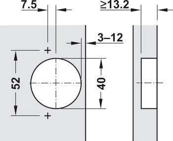 Nábytkový závěs, Häfele Metallamat A/SM 92°, vložená montáž