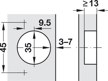 Nábytkový závěs, Modul Blumotion 95°, pro aplikace do slepého rohu