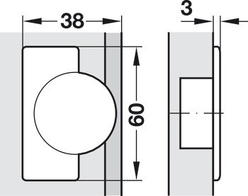 Nábytkový závěs, pro falcové dveře, s pohledovou miskou, mezera 6 mm