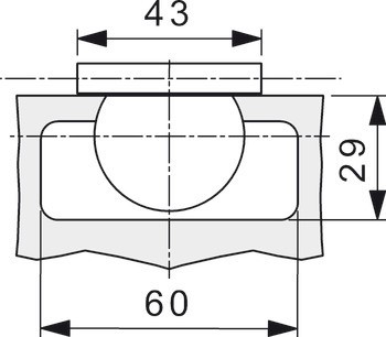 Nábytkový závěs, pro falcové dveře, s pohledovou miskou, mezera 6 mm