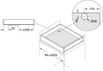 Napájecí prvek, Blum Amperos AC - napájení střídavým proudem 230 V pro zásuvkový systém Legrabox a systém výsuvů Movento