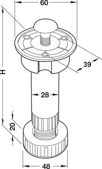 Nastavitelná soklová noha, plast