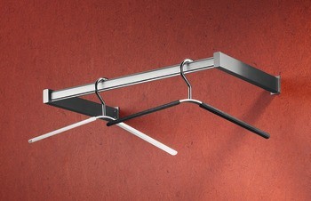 Nástěnný šatní regál, montáž na stěnu, nerez