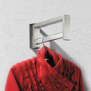 Nástěnný šatní regál, naklápěcí, montáž na stěnu, nerez