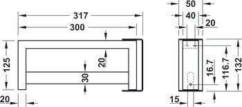 Nástěnný šatní regál, naklápěcí, montáž na stěnu, nerez