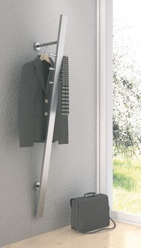 Nástěnný šatní regál, se 6 háčky, montáž na stěnu, nerez