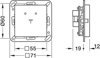 Nástěnný terminál, Häfele Dialock WT 310, designový externí spínač bez rámečku, velikost krytu čtečky: 55 x 55 mm