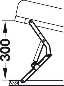Nůžkové zvedací kování pro postele, v 19 krocích, výška zdvihu až 375 mm