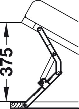 Nůžkové zvedací kování pro postele, v 19 krocích, výška zdvihu až 375 mm