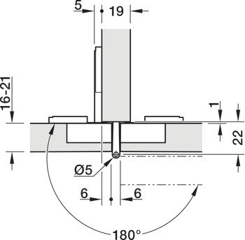 Objektový závěs, Model 2000 A, oboustranná montáž