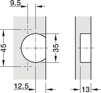 Objektový závěs, Model 2000 A, oboustranná montáž