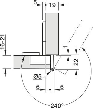 Objektový závěs, Model 2000 A/SM, polonaložená montáž