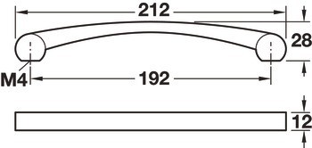 Oblouková úchytka, Häfele Déco H1325, zinková slitina