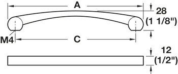 Oblouková úchytka, Häfele Déco H1325, zinková slitina