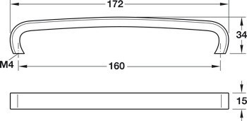 Oblouková úchytka, Häfele Déco H1330, zinková slitina