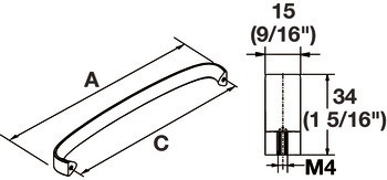 Oblouková úchytka, Häfele Déco H1330, zinková slitina