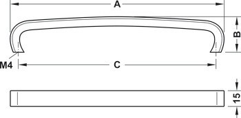 Oblouková úchytka, Häfele Déco H1330, zinková slitina