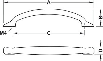 Oblouková úchytka, Häfele Déco H2180, zinková slitina
