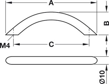 Oblouková úchytka, Häfele Déco, ocel