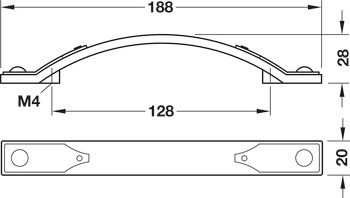 Oblouková úchytka, Häfele Déco, zinková slitina