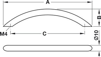 Oblouková úchytka, Häfele Déco, nerez