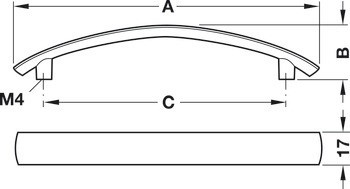 Oblouková úchytka, zinková slitina
