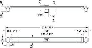 Oboustranná dveřní závora se zamykací vložkou, PR 2700 Slimline, Abus
