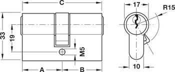 Oboustranná profilová vložka, standardní profil, s prostupovou spojkou, Startec