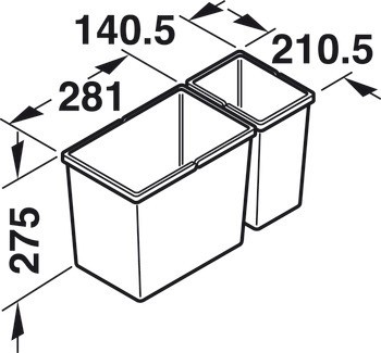 Odpadkové koše, 1 x 13,5 a 1 x 6 litrů
