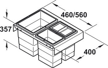 Odpadkové koše, Hailo Zargen Cargo pro Häfele Matrix Box P