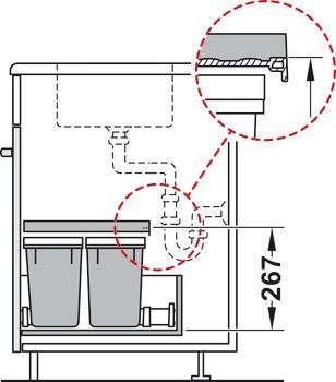 Odpadkové koše, 1 x 16 a 2 x 7 litrů, Häfele
