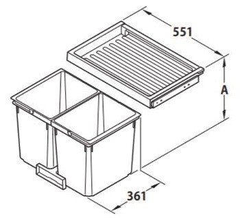 Odpadkové koše, 1 x 16 a 2 x 7 litrů, Häfele