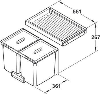 Odpadkové koše, 2 x 11 litrů, Häfele